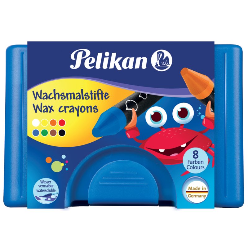 Pelikan waskrijtjes 666/8WL, rond, wasseremulgeerbaar, 8 stuks