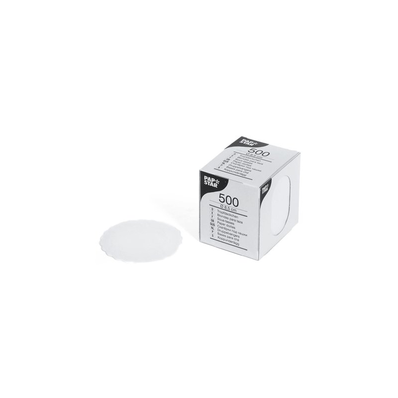 Papstar sous-verres ronds, blanc, diamètre 8,5 cm, 500 pièces