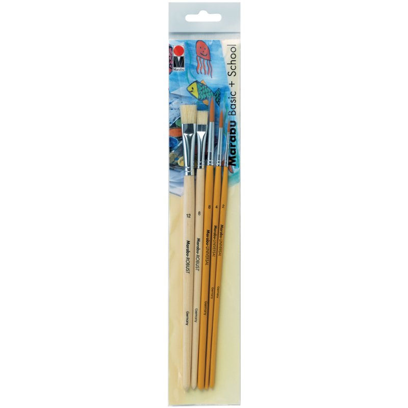 Marabu verf- en penseelenset Basic + School, 5-delig