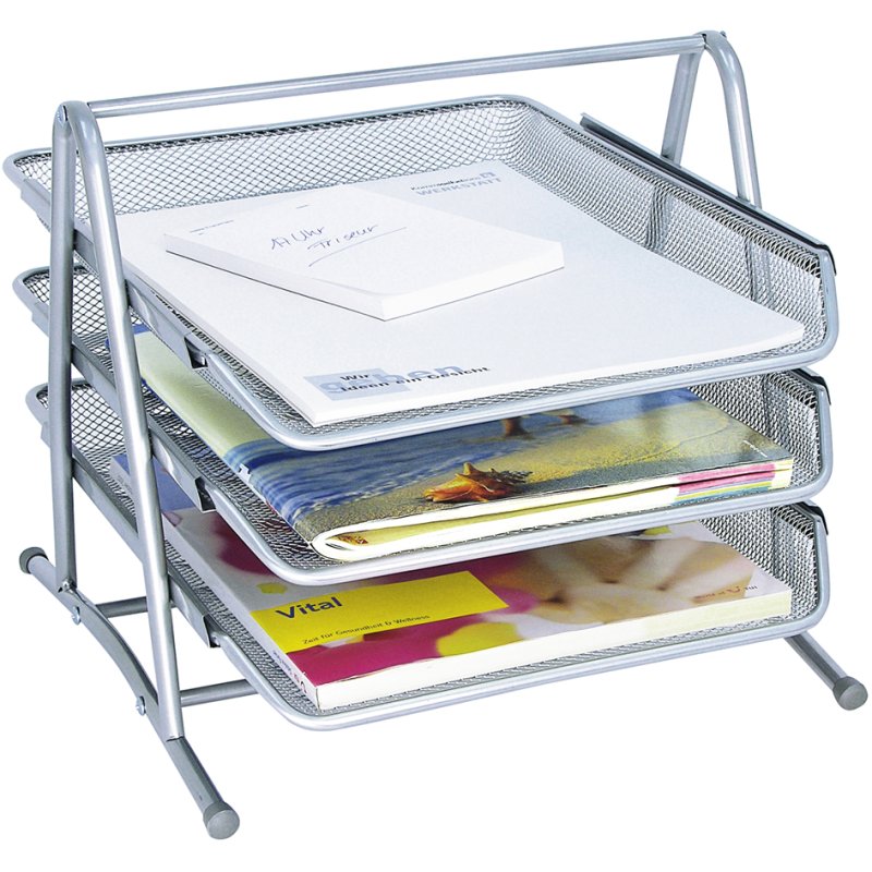 WEDO ensemble de bacs à courrier Office, métal tressé, 3 compartiments, argent