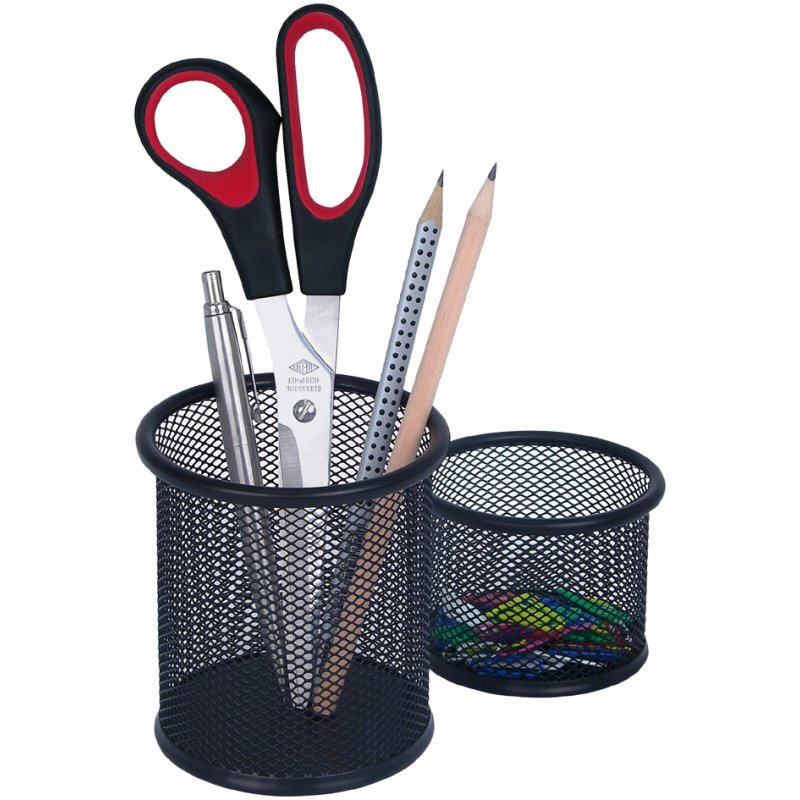WEDO Office pen holder set, wire metal, black, 2-piece