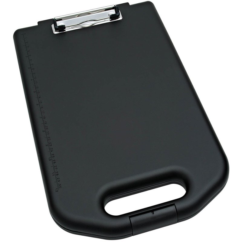 WEDO clipboard with storage compartment, black, plastic, 250×40×420 mm