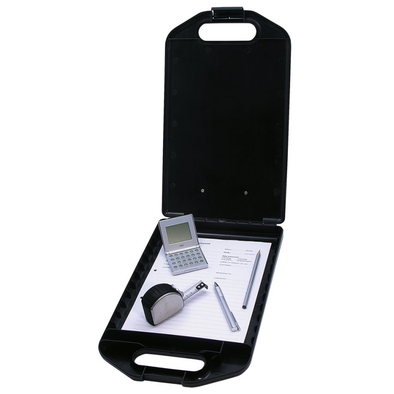 WEDO clipboard with storage compartment, black, plastic, 250×40×420 mm