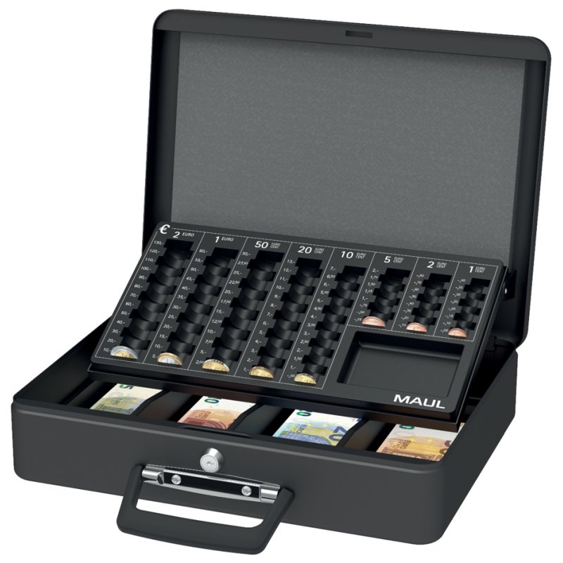 MAUL cassette de caisse avec compteur de monnaies, noir, 300×255×93 mm
