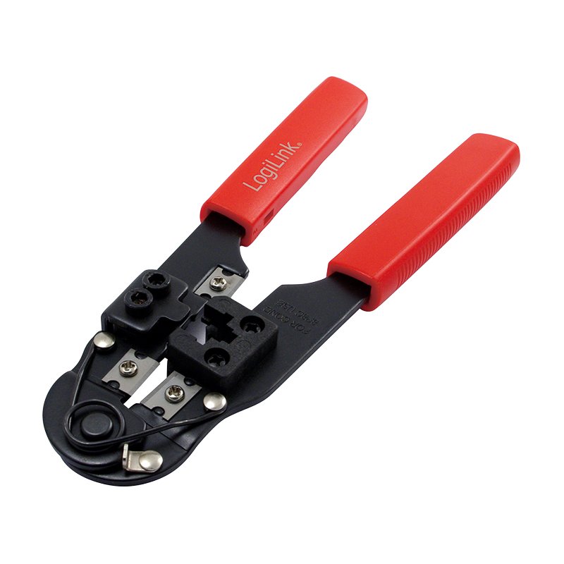 LogiLink Professional krimptang RJ45, met kabelmesje en stripper, zwart/rood