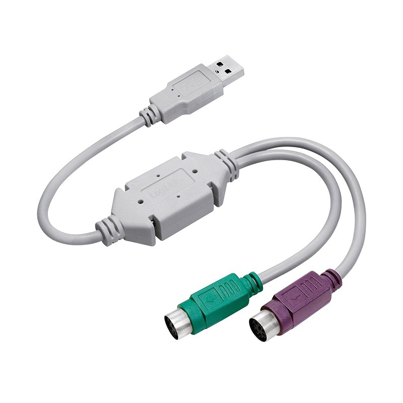 LogiLink Câble adaptateur USB vers PS/2, 20 cm, gris
