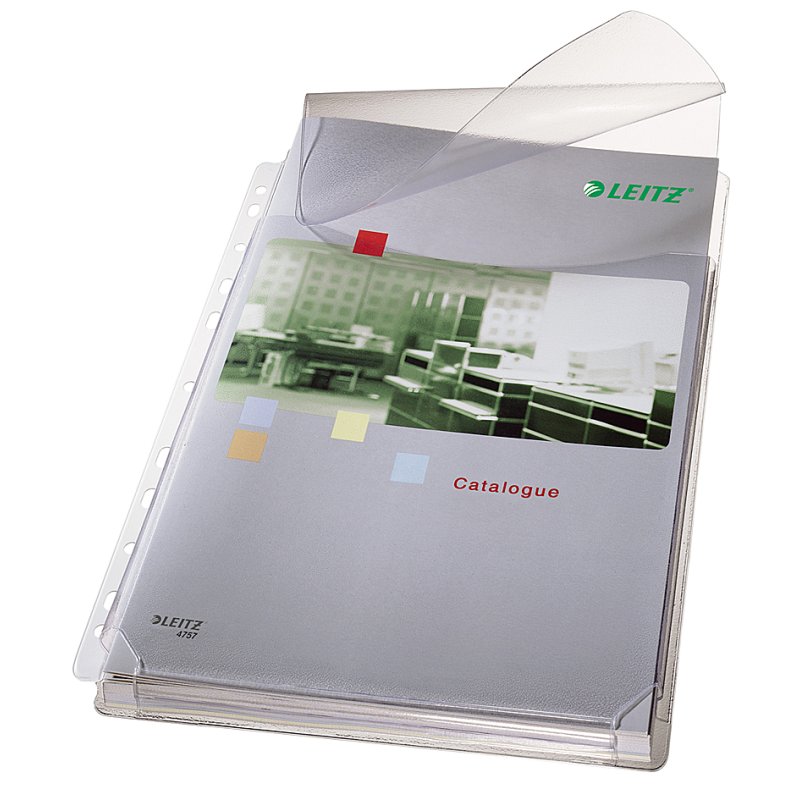 LEITZ Pochette à insérer Maxi avec rabat, A4, PVC structuré, 5 pièces