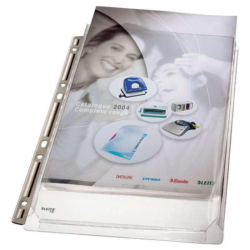 LEITZ Pochette de rangement Maxi A4, transparent granulé, PVC nervuré, 0,17 mm, 3 pièces