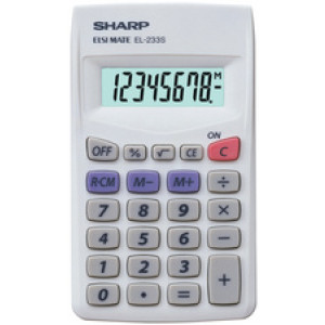 SHARP zakrekenmachine EL-233S, 8-cijferig display, batterijvoeding
