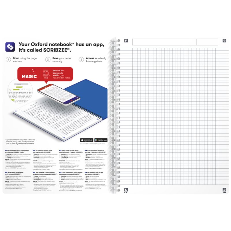 Oxford geruit schrift My Colours, A4, 90 vel, gekleurde omslag