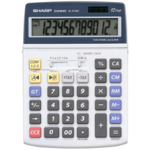 SHARP rekenmachine EL-2125 C, 12-stellig LCD-display, solar- en batterijvoeding