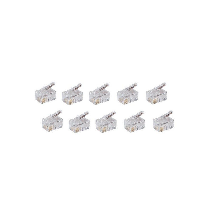 shiverpeaks BASIC-S modulaire stekker RJ10/14, transparant, onbeschermd, 4-polig, 10 stuks