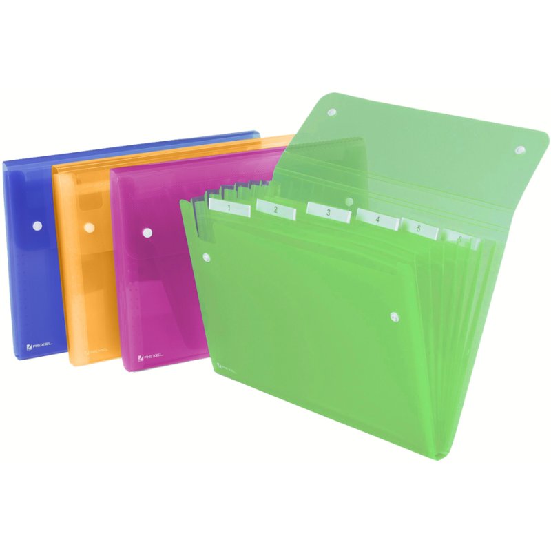 Rexel dossier plié ICE A4, 13 compartiments, transparent, 2 boutons-pression