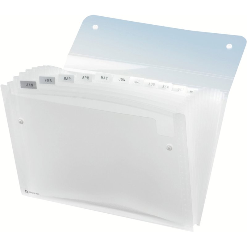 Rexel dossier plié ICE A4, 13 compartiments, transparent, 2 boutons-pression