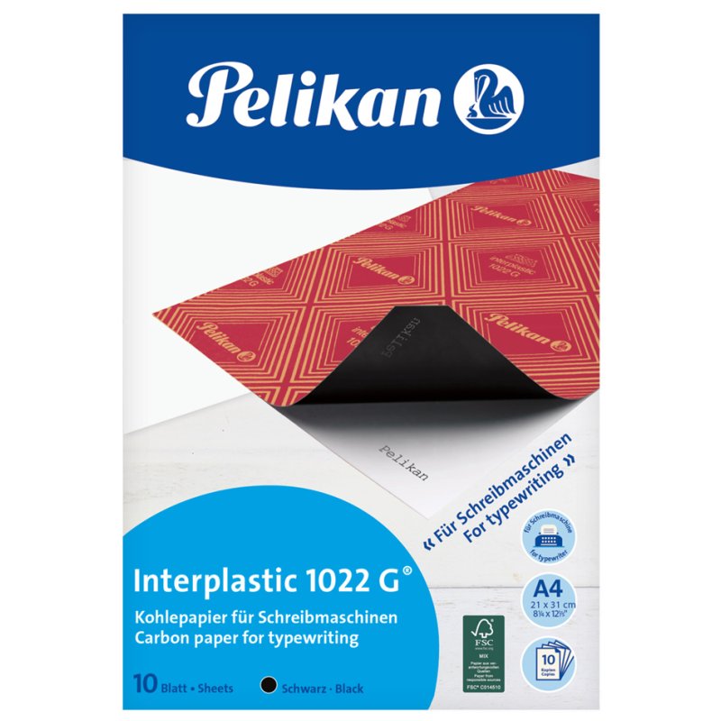 Pelikan interplastic 1022 G carbon paper, A4, black, 10 sheets