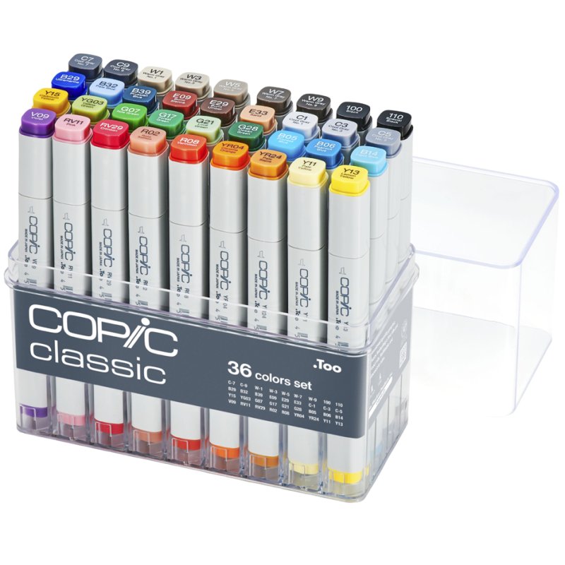 COPIC markers classic basisset, navulbaar, alcoholbasis, 36 stuks
