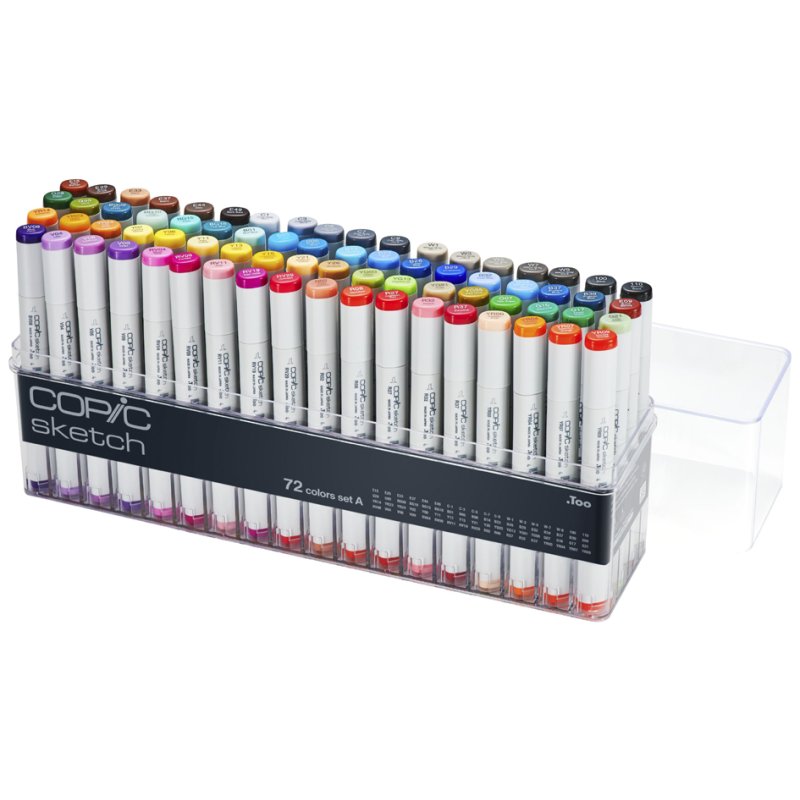 COPIC sketch markers, refillable, alcohol-based, 72 pieces