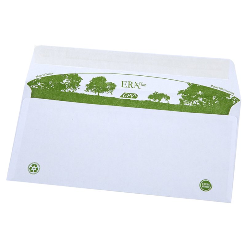 GPV enveloppes ERAPure DL 110×220 mm, blanc, sans fenêtre, 40 pièces