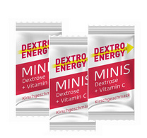 HELLMA Dextro Energy Minis druivensuiker, kersensmaak, 300 stuks, transparante pot