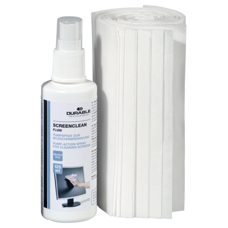 DURABLE screen cleaning set SCREENCLEAN SET, monitors and laptops, 125 ml pump spray