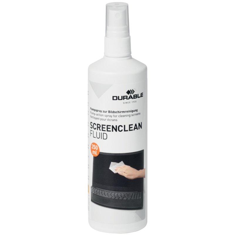 DURABLE nettoyant écran SCREENCLEAN FLUID, spray pompe, antistatique, 250 ml