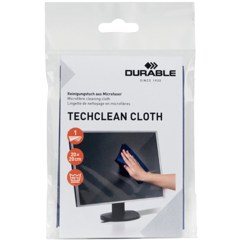 DURABLE chiffon microfibre TECHCLEAN CLOTH, nettoyage écran, 200×200 mm