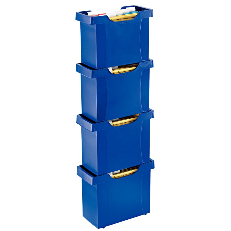 LEITZ boîte pour dossiers suspendus Plus Mini, bleu, empilable, incl. 5 dossiers suspendus