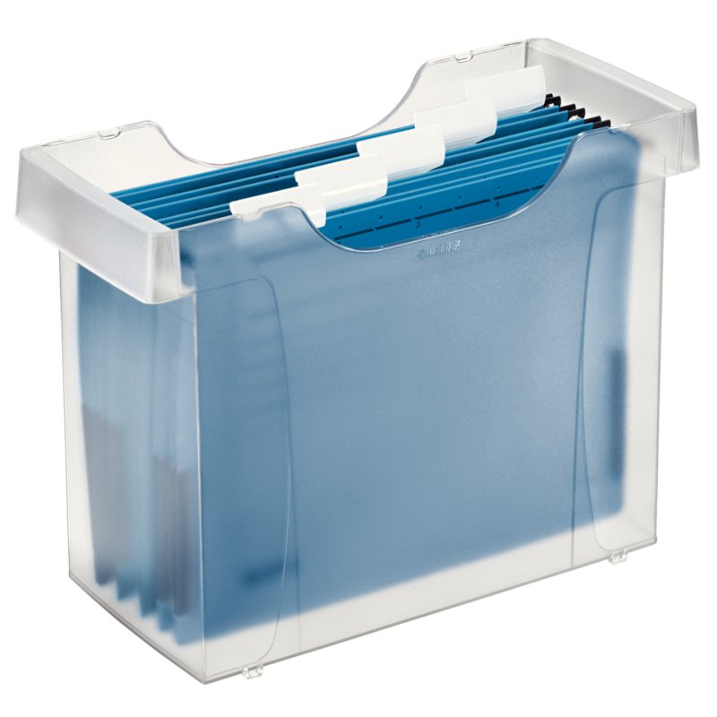 LEITZ boîte pour dossiers suspendus Plus Mini, bleu, empilable, incl. 5 dossiers suspendus