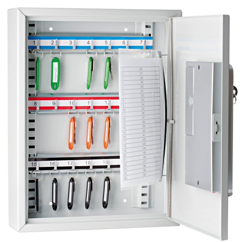 WEDO armoire à clés avec serrure électronique, 21 clés, gris clair