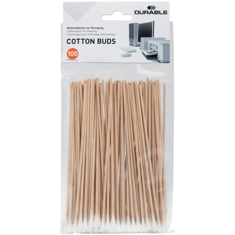 DURABLE bâtonnets ouatés COTTON BUDS, extra long 150 mm, 100 pièces