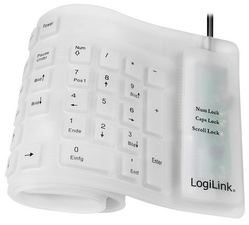 LogiLink flexibel siliconen toetsenbord, bedraad, zwart, 109 toetsen