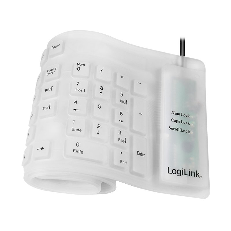LogiLink clavier en silicone flexible, filaire, blanc
