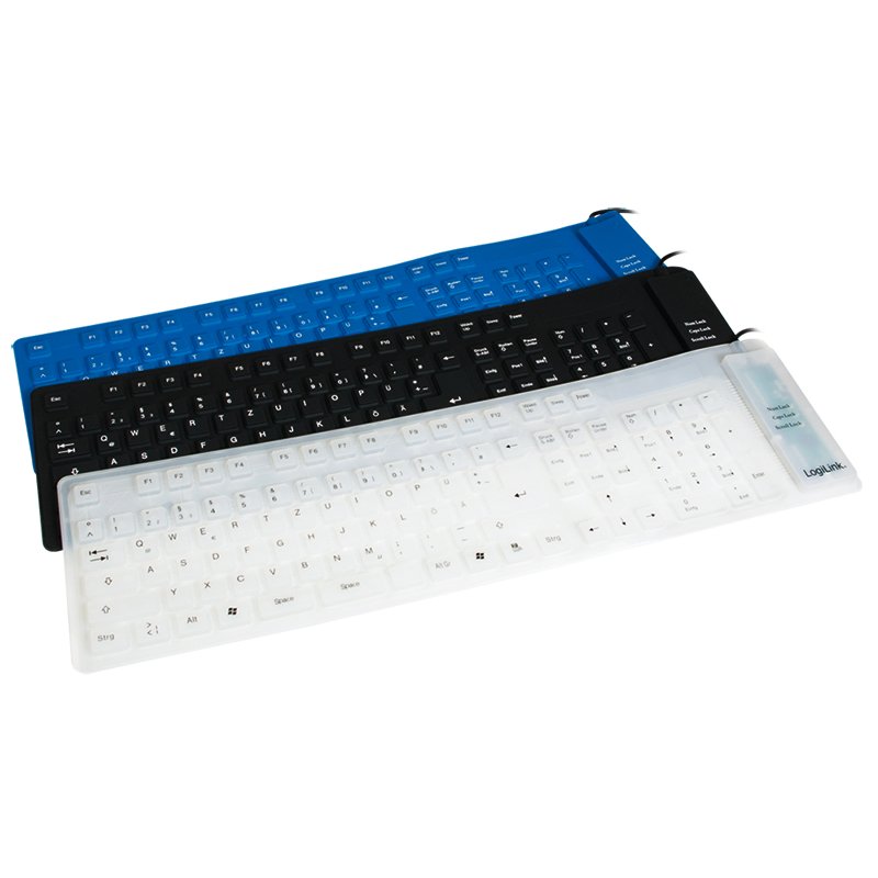 LogiLink clavier en silicone flexible, filaire, blanc