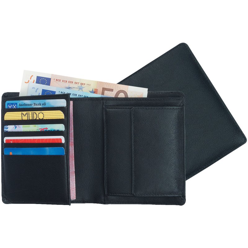 Alassio leren portemonnee combi-model, zwart, 100×122 mm