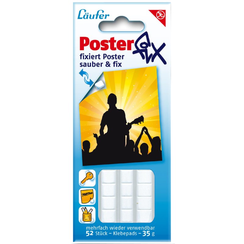 Läufer Posterfix pastilles adhésives, repositionnables, blanc, 52 pièces
