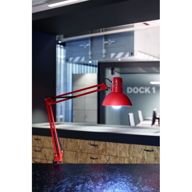 MAUL lampe de bureau MAULstudy, pince de table, rouge, E27
