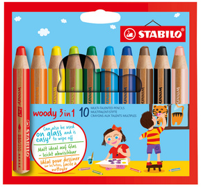 STABILO woody 3-in-1 kleurpotlood, rond, 10 mm, 10 stuks