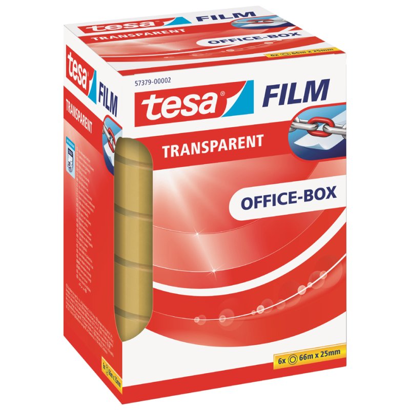 tesa ruban adhésif transparent, 25 mm × 66 m, 6 rouleaux