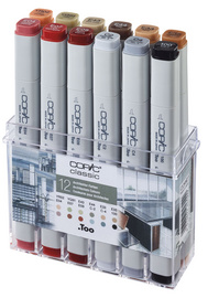 COPIC markers klassiek, architectuurkleuren, navulbaar, 12 stuks