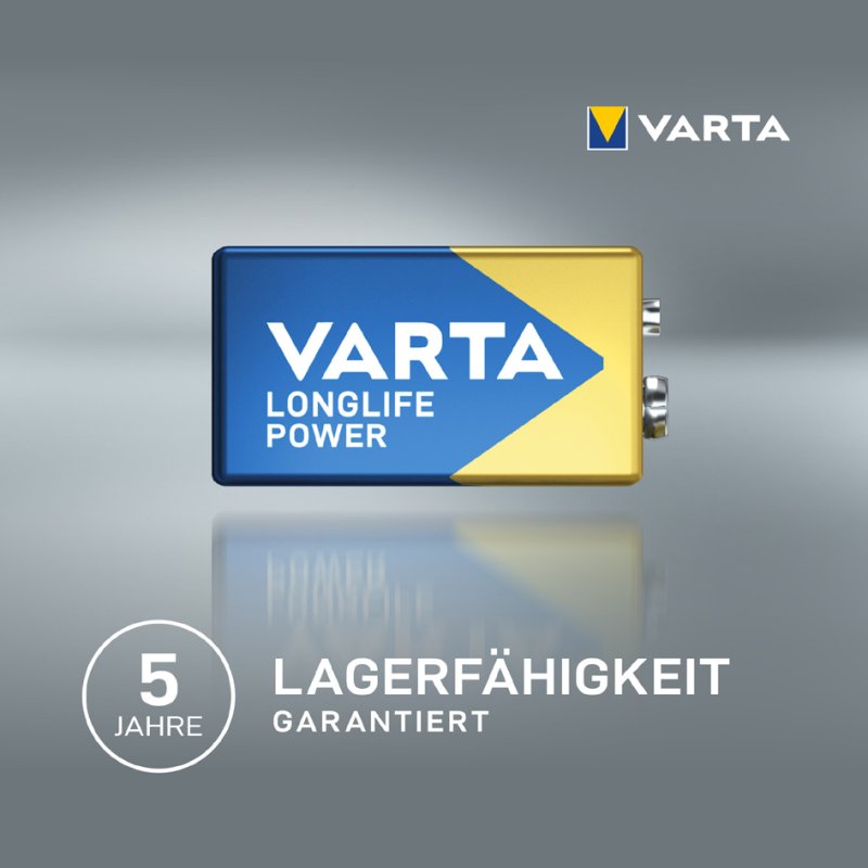 VARTA alkaline batterij Longlife Power 9V, E-Block 6LR61, 580 mAh
