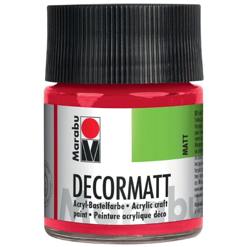 Marabu Decormatt acrylverf, middelgeel, 50 ml, glazen pot