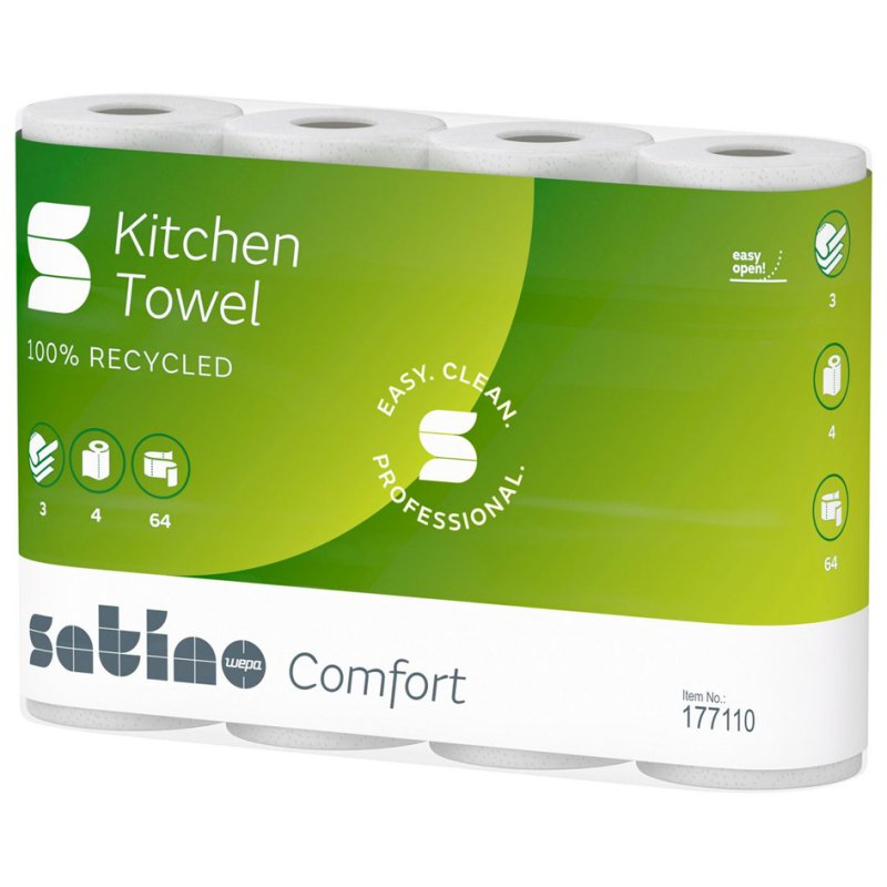 satino by wepa keukenrol Comfort, 3-laags, hochwit, 4 rollen