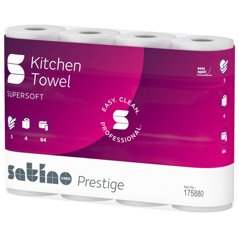 satino by wepa keukenrol Prestige, 3-laags, hochwit, 4 rollen