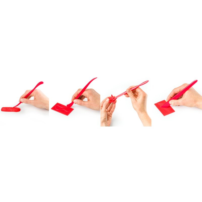 FIMO modelleerwerktuig, rood kunststof, 4 modelleerstaven, kunststof etui