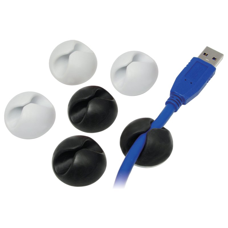LogiLink clips de câble auto-adhésifs, blanc et noir, 6 pièces