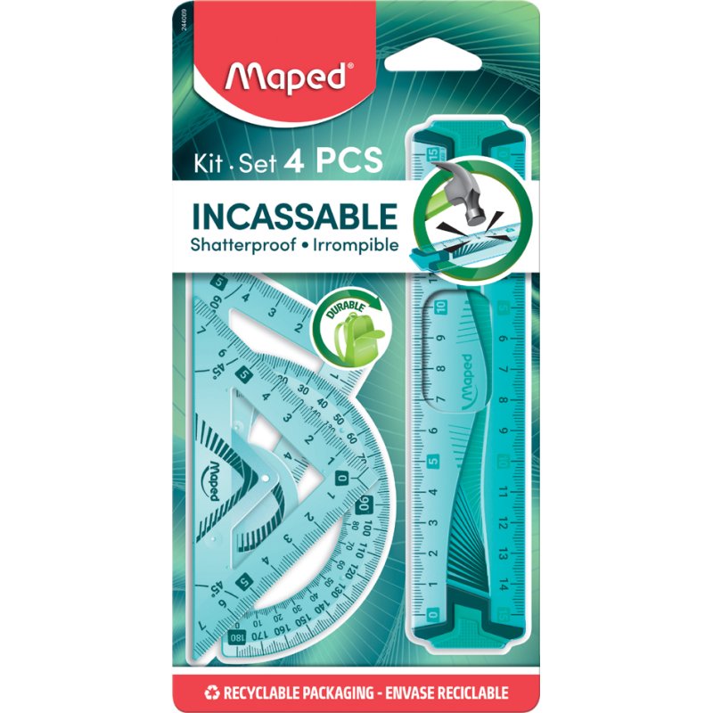 Maped ensemble géométrique Mini Flex, 4 pièces, incassable, plastique
