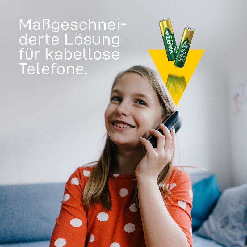 VARTA telefoon-accu RECHARGE ACCU Phone, AAA, 1,2 V, 2 stuks