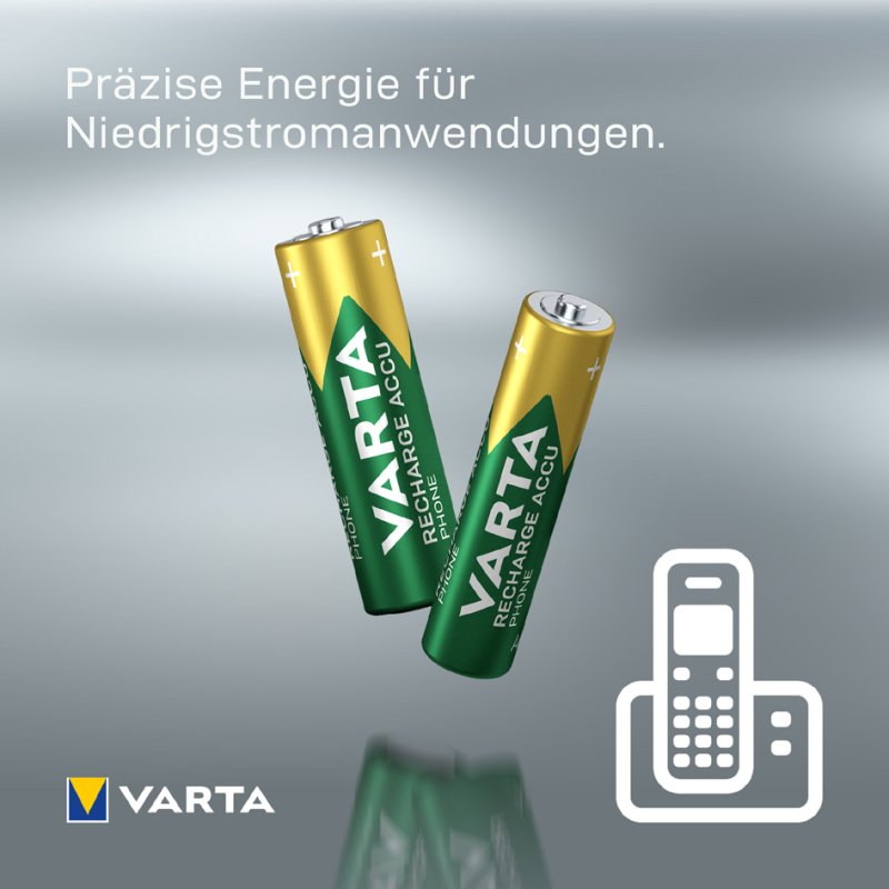 VARTA telefoon-accu RECHARGE ACCU Phone, AAA, 1,2 V, 2 stuks