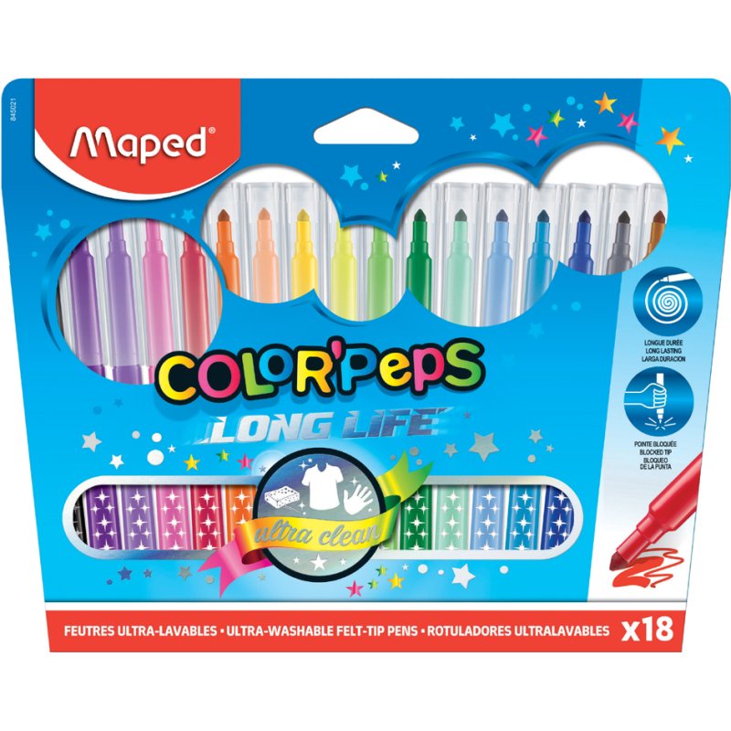 Maped felt-tip pens COLOR'PEPS Long Life, 1.5 mm tip, 12 pieces