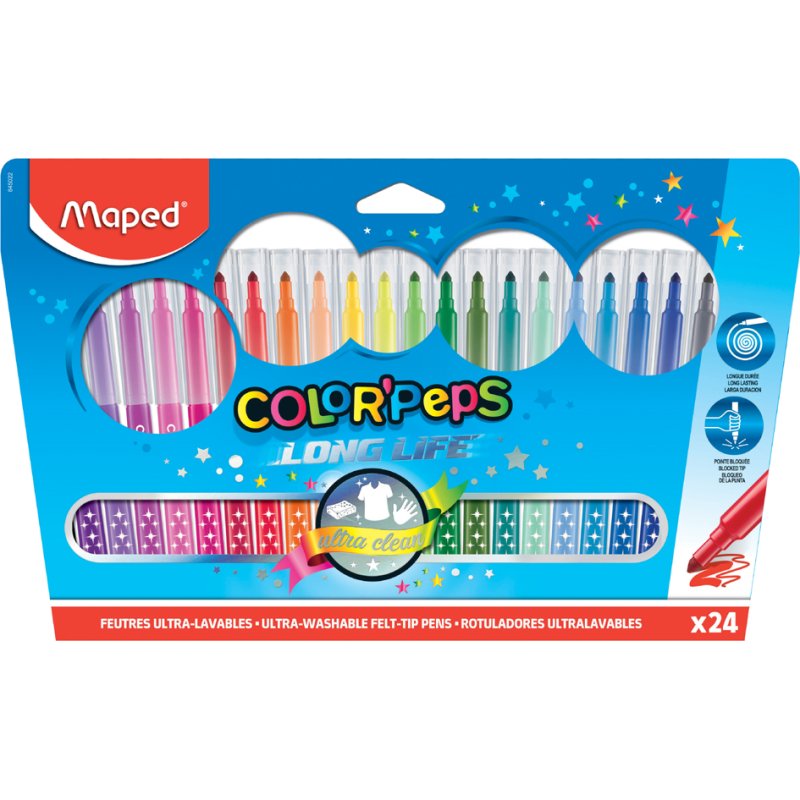 Maped felt-tip pens COLOR'PEPS Long Life, 1.5 mm tip, 12 pieces